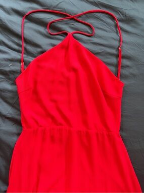 LuLu's Bold Red Dress with Halter Styling